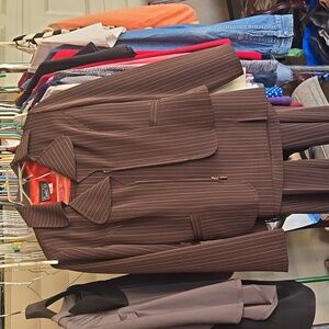 Sag Harbor Brown Pinstripe Suit